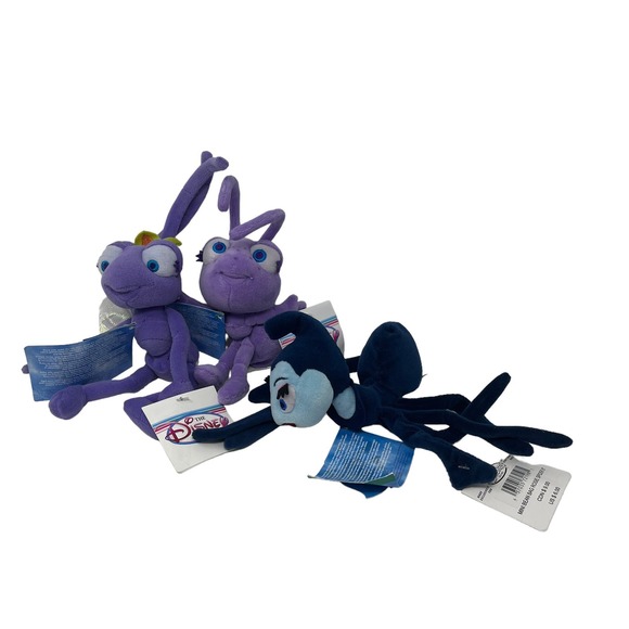 Vintage Disney Store A Bugs Life Princess Dot Atta & Rosie the Spider Plush Lot - Picture 1 of 7